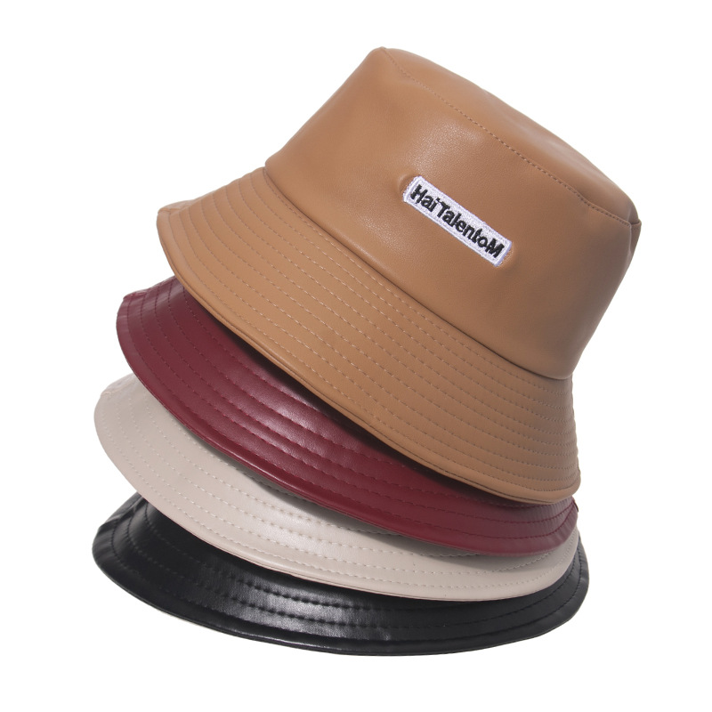 high quality women PU leather snakeskin double side solid color blank ...unisex men bucket hat Fisherman hat