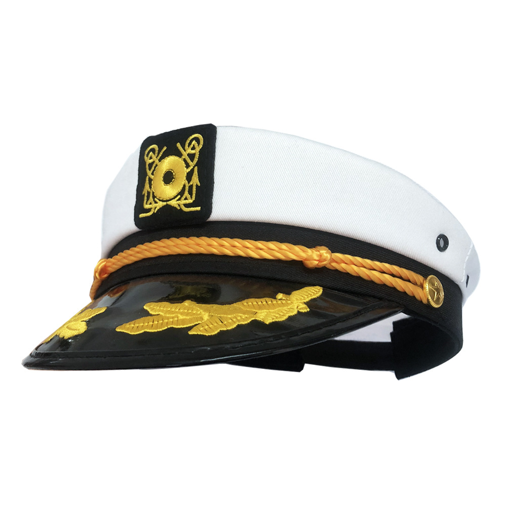Captains Yacht Sailors Hat Snapback Adjustable Sea Cap Navy Costume Accessory