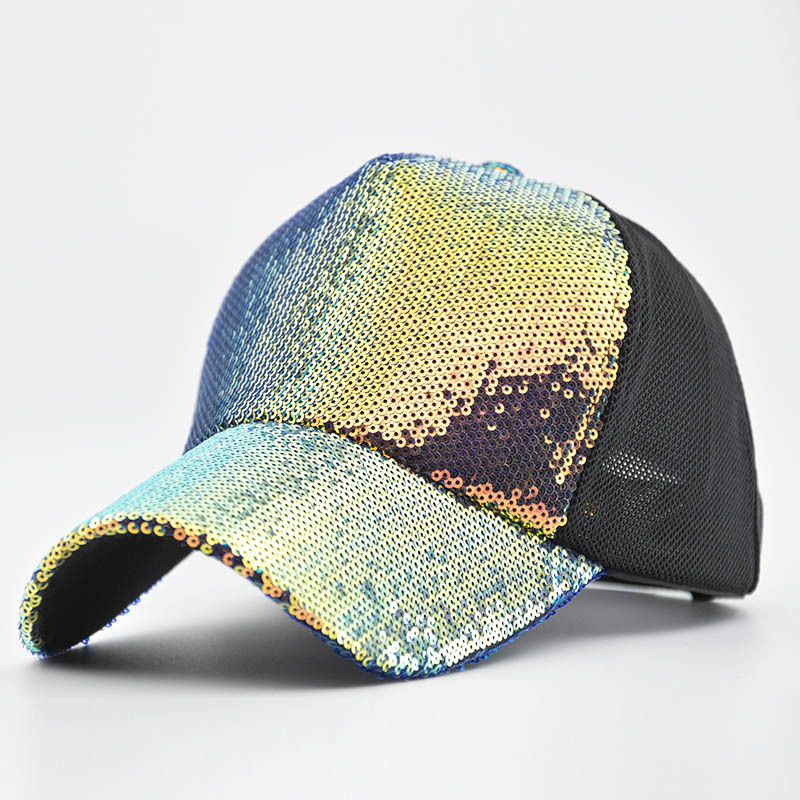 Glitter Sequin Plastic Snap Baseball Hat Cap