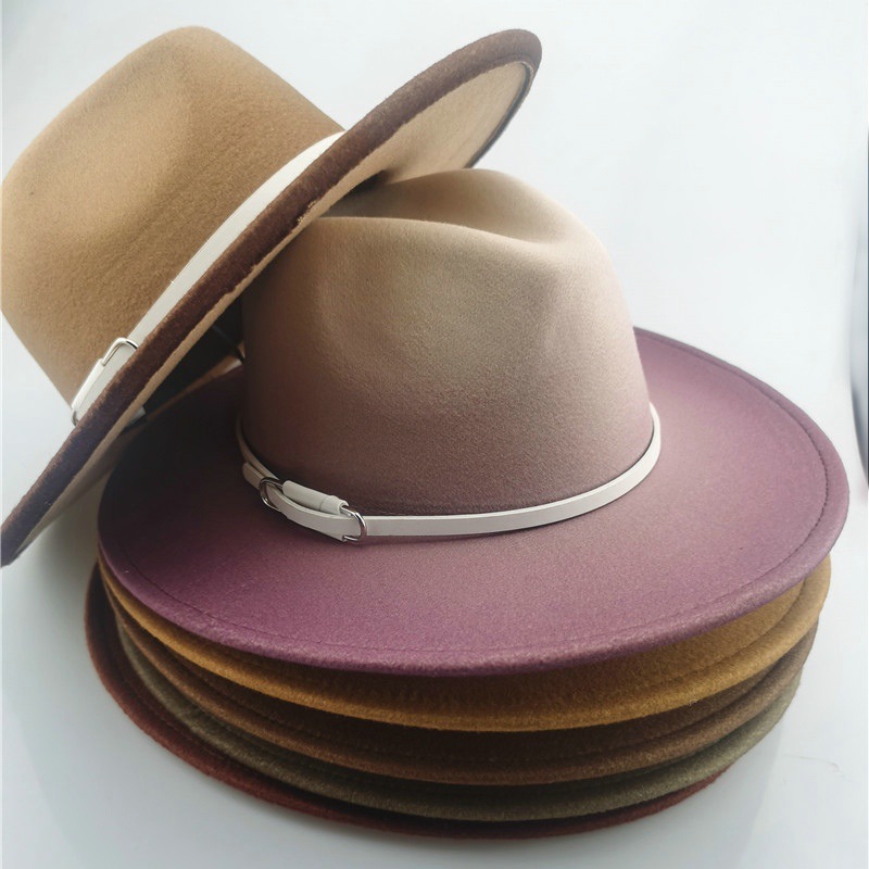 Unisex Solid Wide Brim Felt Fedora Hats for Adults Women Men